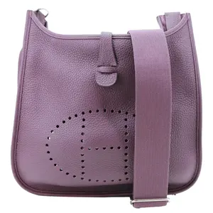 Pre-owned HERMÈS Leather Crossbody Bags Hermes Evelyne PM Clemence Crossbody Bag Purple