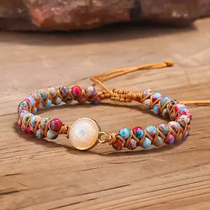 Double Wrap Emperor Stone Beaded Bracelet - Handmade Natural Gemstone Beaded Friendship Bracelet - Healing Jewelry