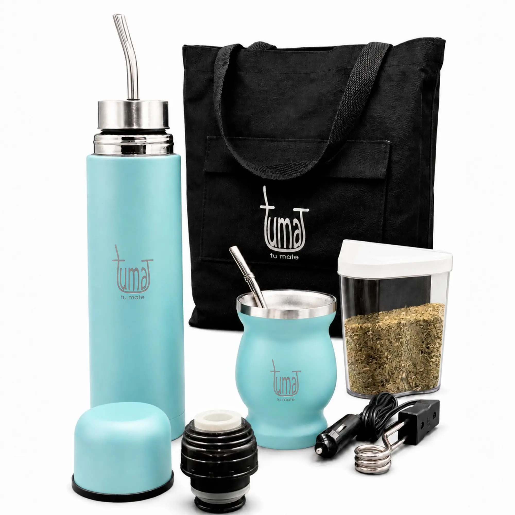 Tuma Tu Mate FULL KIT Light Blue 750ml Stainless Steel Insulated Flask with Auto-Pour Adapter