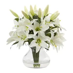 Lily Arrangement with Vase by Nearly Natural Lily Arrangement with Vase by Nearly Natural