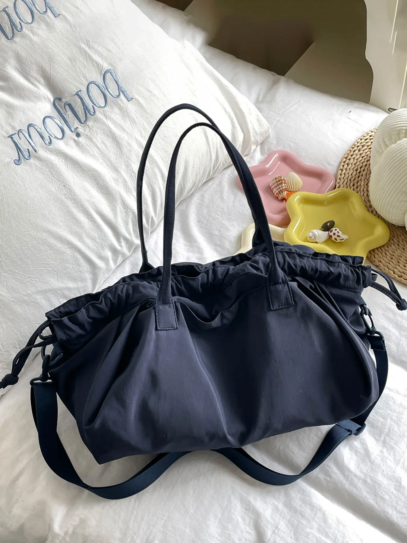 1pc Fashionable and minimalist solid color design tote bag for women, lightweight drawstring underarm bag, versatile casual shoulder bag, Daily Commute Bag, versatile soft face cloud bag, Daily Commuter Bag