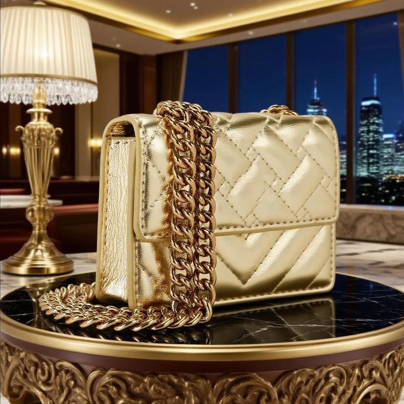 Glossy Leather Crossbody with Chain-Women's Embroidery Shoulder Bag,European and American retro, Trendy Satchel for Bag Lovers