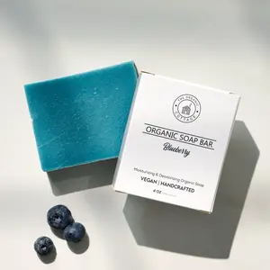 The Organic Cottage Blueberry Face Soap - Organic Soap Bar, Vegan, Handcrafted, 4 oz, Moisturizing & Deodorizing