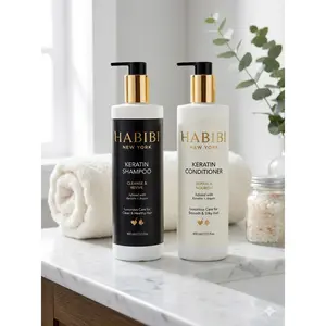 HABIBI NEW YORK Keratin Hair Ritual Set - Shampoo & Conditioner with Hydrolyzed Keratin & Argan Oil for Smooth & Manageable Hair 400 ml Each
