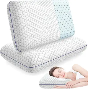 Memory  Pillows for Side,  and  Sleepers, Set of 2, Bed Pillow with Washable Cover and Breathable Mesh, Bed Pillow for Sleeping (GreyStandard Size)