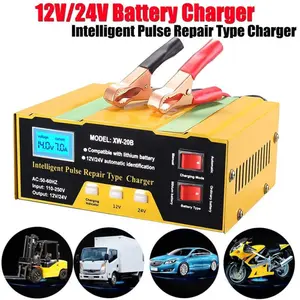 Car Battery Charger Heavy Duty 12V/24V Smart Automatic Intelligent Pulse Repair