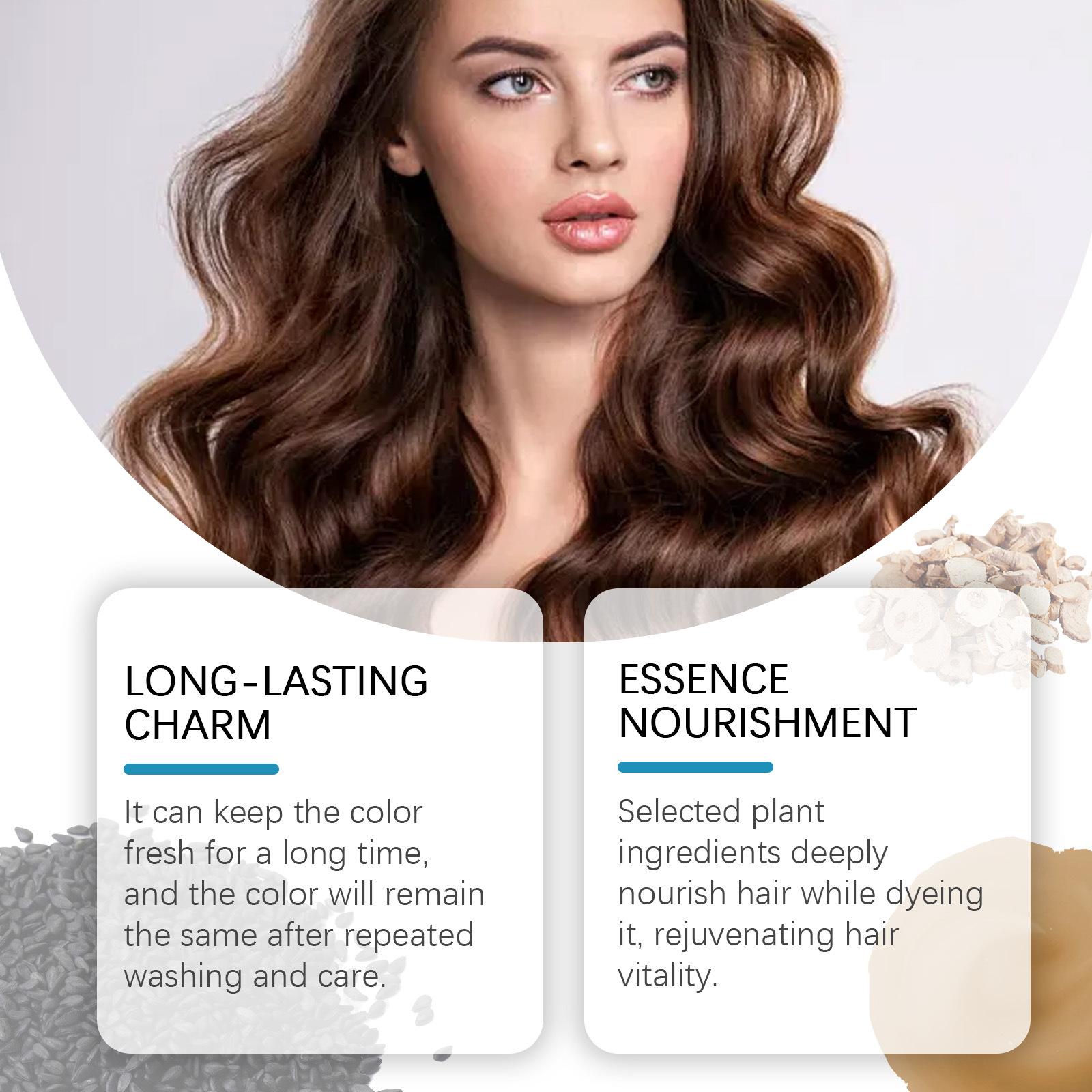 3 in 1 Hair Dye Shampoo Natural Herbal Ingredients Contains Ginseng Extract Black Hairdye Can Cover Gray Hairs Long Lasting Semi-Permanent Natural Color