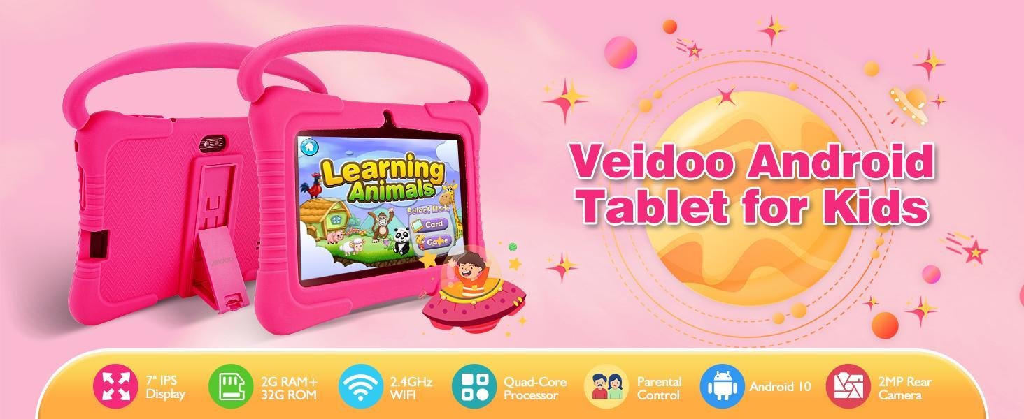 2026 New upgrade  Kids Tablet, 7-inch Android 32GB WiFi Tablet for Toddler, Learning Tablet with IWAWA App, Children's Tablet with Silicone Case Graphics Cellphone Anti-drop silicone case, Great Holiday Gift for Teens & Kids