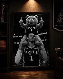 Wemby x Ted Spurs Decorative Poster, Home Decor Wall Art Print for Living Room