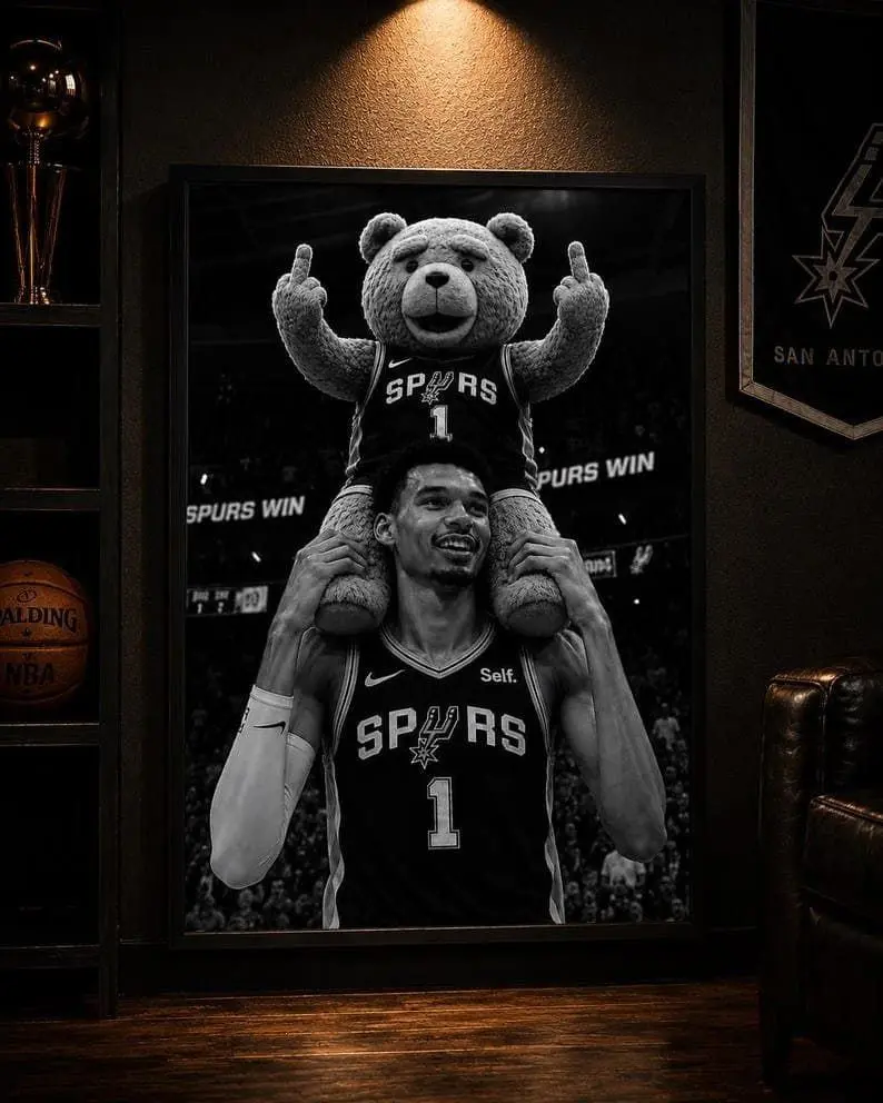 Wemby x Ted Spurs Decorative Poster, Home Decor Wall Art Print for Living Room