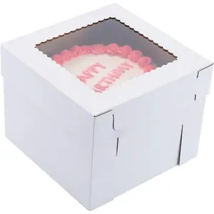 Tall Cake Boxes for Tier Cakes 14x14x12 Inch 2 Pack Wedding Cake Boxes,Sturdy Tall Bakery Boxes with Window,Layer Cake Carrier,Disposable Cake Containers