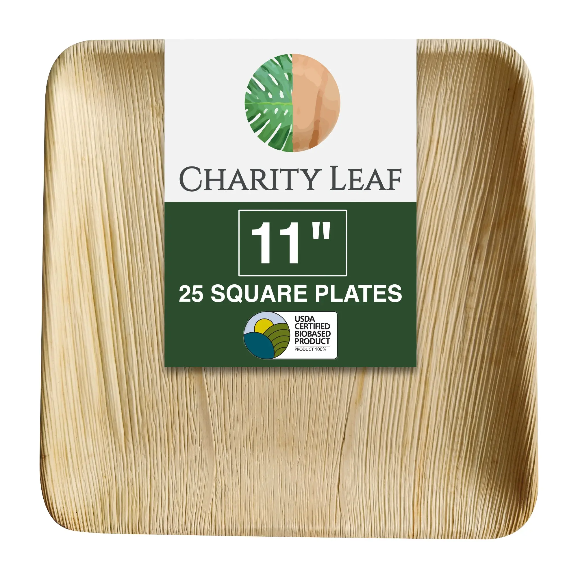 11" Inch Square Natural Disposable Bamboo Plate 11" Inch Square Natural Disposable Bamboo Plate