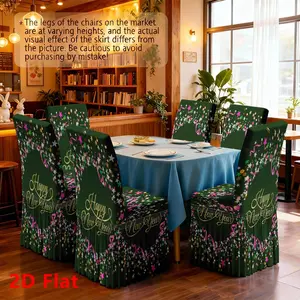 2/4/6pcs Floral Elastic Dining Chair Covers, Fashionable Luxurious Skirt Design, Detachable Washable Easy Installation, Universal Decorative Seat Pads