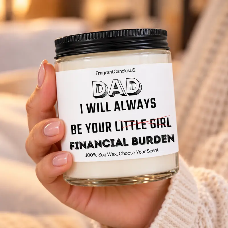 Christmas Surprise from His Girl, Lighthearted Fatherhood Gift, Holiday Laughs for Papa, Festive Family Novelty, Winter Cheer Present, Humorous Home Fragrance, Daughter’s Playful Tribute, Seasonal Gift, Cozy Celebration Candle, Personalized Message Candle