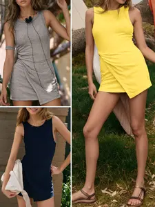 FISOEW 2-in-1 Athletic Tennis Golf Dress Sleeveless Workout Active Dresses with Built-in Shorts