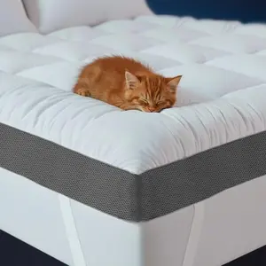 4 Inch Mattress Topper , Thick Cooling  Pillow Top with 2000 GSM Shredded Memory  - Soft & Supportive for  , Non-Slip Bottom