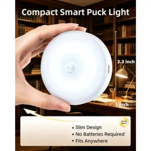 LED Under Cabinet Lights with Charging Base, 1000mAh Rechargeable Puck Lights with Remote Control, 3 Color Temperatures & 12 RGB Lighting Modes, Dimmable Motion Sensor Lights Suitable for Shelves, Closets and Kitchens (3 Packs)   SURE