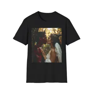 Angel and Devil Portrait T-Shirt | Fantasy Couples, Dark vs Light Artwork - Original Graphic Art