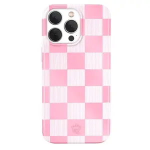 MagSafe Velvet Caviar Pink Vibe Checkered Cute & Durable Shockproof SmartPhone Cases for iPhone Models Tough 2-piece Phone Case