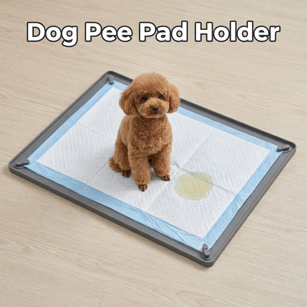 Dog Pee Pad Holder Tray for 36” x 25” with 4 Magnetic Clips Lock, Puppy Pad Holder Training Floor Protection Tray with Non-Spill Raised Edges, Silicone Dog Potty Tray, Easy to Clean Puppy Pad Holder Tray for Indoor Floor Protection