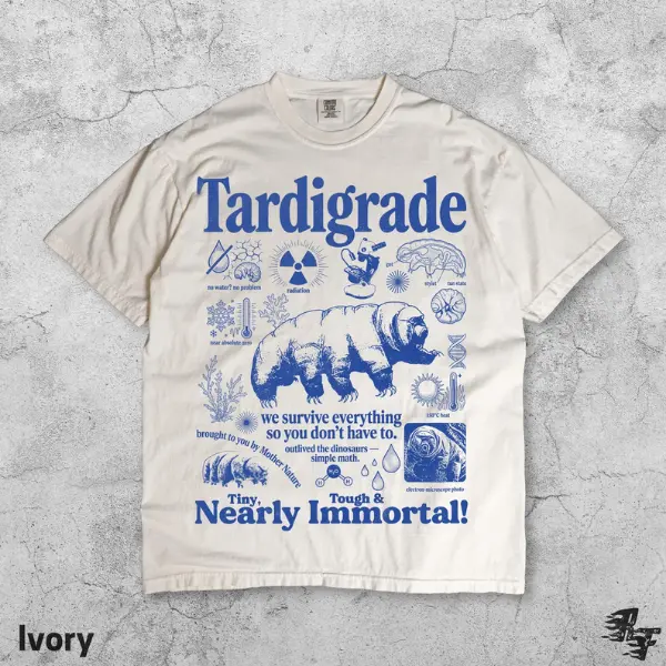 [SALE 60%] Tardigrade Tiny Tough Nearly Immortal Shirt, Science Biology T-Shirt, Water Bear Vintage Graphic Tee, Funny Science Nerd Shirt For Students