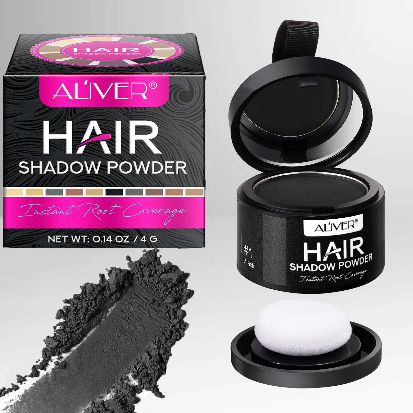 Aliver Hairline Powder, Root Concealer & Filler, Root Touch Up, Hair Touch Up For Roots, Haircare, Waterproof Long-Lasting Effect, Built-In Mirror & Brush, Suitable for Multiple Hair Colors