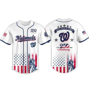 Nationals America's 250th Anniversary Baseballl Jersey 1776-2026, perfect outdoor