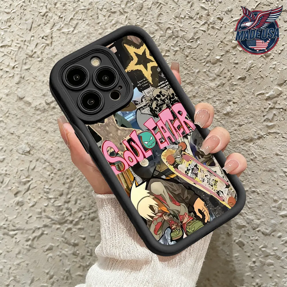 Cool Soul Eater Anime Manga Collage TPU Smartphone Casing, Slim Shockproof Protection Cover for iPhone 17,16,15,14 Pro Max,13,12,11,Air,XR,XS Plus - Handheld Cellphone Devices Accessory