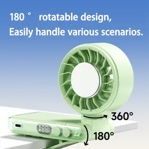 Portable Handheld Turbo Fan with TEC Ice Cooling 3000mAh Rechargeable 5 Speeds Strong Cold Air 360°+180° Rotation Mini Personal Fan for Travel Outdoor