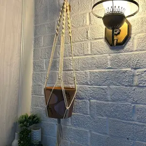 MACRAME PLANT HANGER WITH HANDPAINTED POT