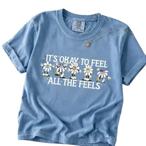 Comfort Colors It Okay To Feel All The Feels T-Shirt, Mental Health, Anxiety Shirt, School Counselor, Back To School Crewneck, Cute Gift For Women - TrendWear USA