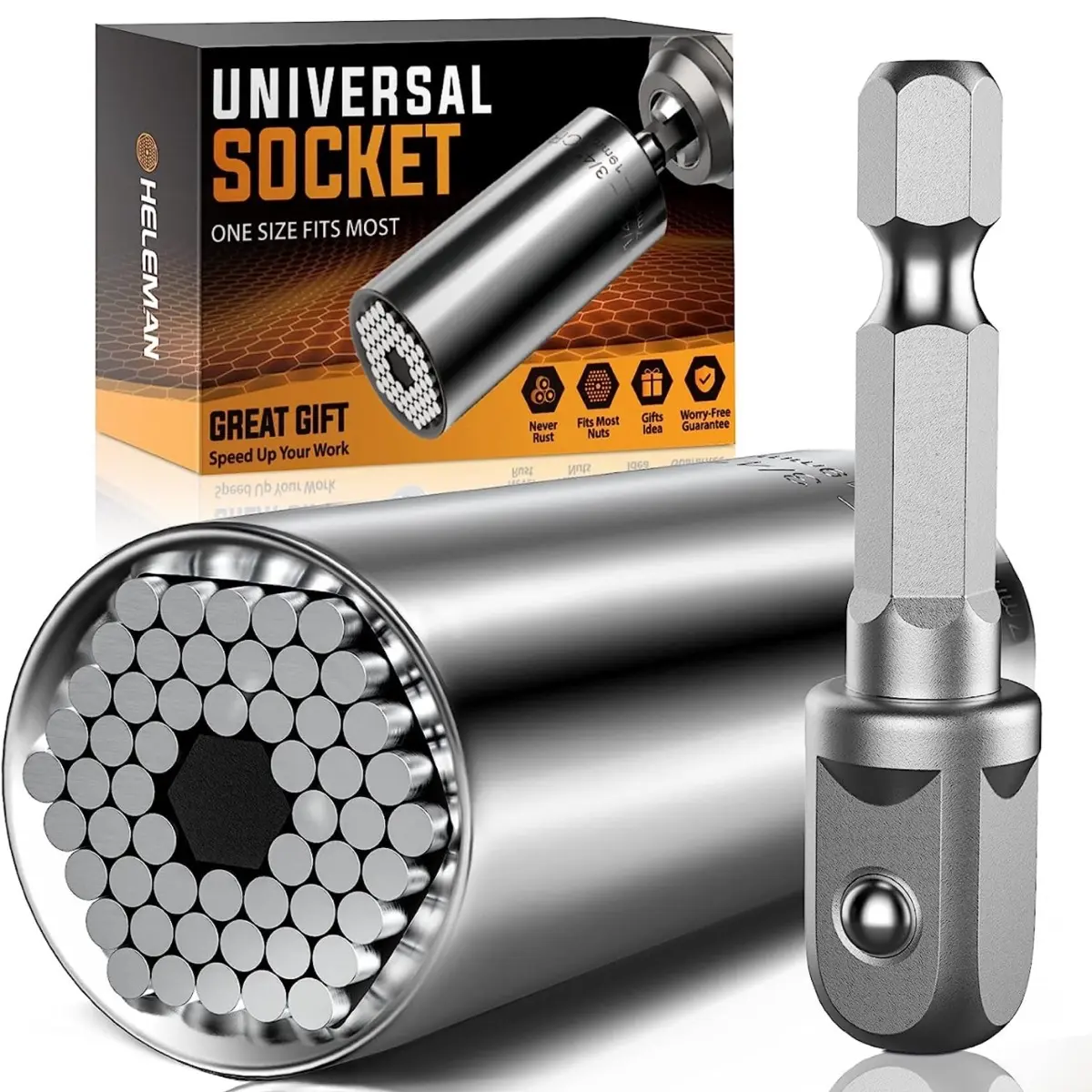 Super Universal Socket Tools Gifts for Men Socket Set with Power Drill Adapter(7-19 MM)