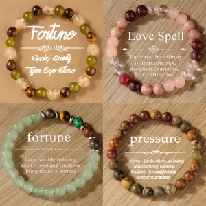 4pcs Crystal Bracelet Set for Fortune, Love, Stress Relief and Emotional Soothing