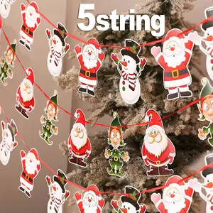 3M Christmas Banner Garland Cartoon Flag Christmas Festival Scene Layout New Year Home Wall Fireplace Paper Flag Party Supplies Room Decoration