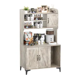 Large Cat Litter Box Enclosure Furniture – 51'' Tall Cabinet with Shelves & Doors, Indoor Wooden Cat Washroom House, Sturdy Storage for Most Litter Boxes – Grey