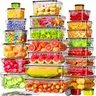 AISOON 25-Piece Hard Plastic Food Storage Containers Set - 50-Piece Microwave Safe Reusable Meal Prep Containers, 4-Clip Airtight Leakproof Dustproof Lids, Labels & Marker for Fridge Organization, Large Boxed Storage