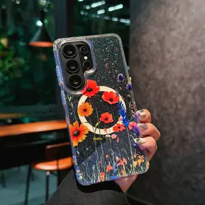 Gradient Blue Bling Magnetic Phone Case For Samsung S24 S25 FE S26 Plus Ultra 5G Shockproof Clear Silicone Soft Cover