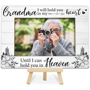 Memorial Gifts Loss of Grandma, Sympathy Picture Frame, Remembrance Gifts Wooden Photo Frame with Easel, 4x6 Bereavement Picture Frame for Tabletop Display