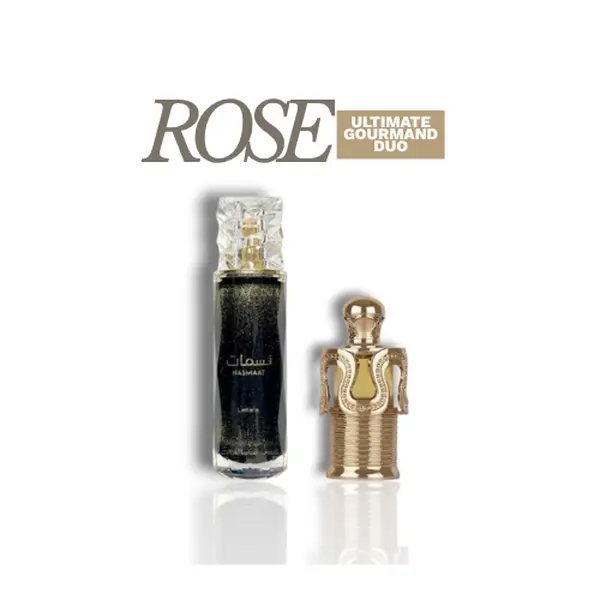 Rose Ultimate Gourmand Duo | Lattafa | Maitha + Nasamaat | Women's Fragrance | 20 ML - 100 ML | Eau De Parfum + Concentrated Oil | Blackcurrant - Pineapple & Apricot