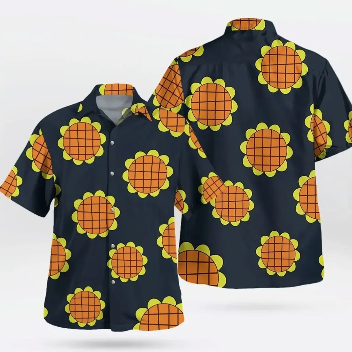 Lufffy Dressrosa Shirt Cosplay Outfit Sunflower Cute Face, Bad Decisions – Waifu Aloha Shirt