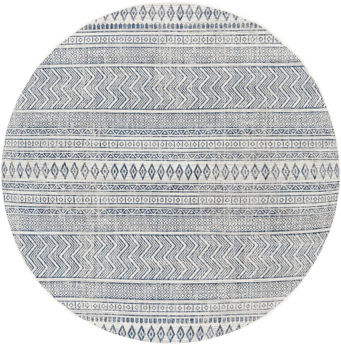Livabliss EAG2344-67RD Round Rug - 6 ft.7 in. Machine Woven 100% Polypropylene, Durable, Multi-Color, Eclectic Charm, Global Motifs, Outdoor Safe, Eagean Global Round Shape Carpet
