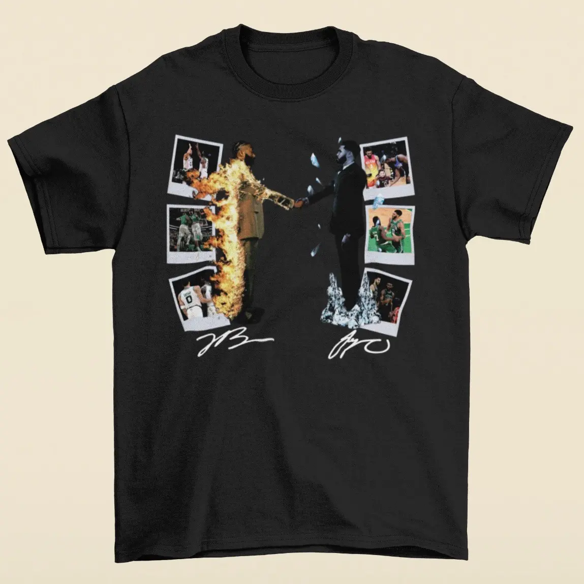 Jaylen Brown and Jayson Tatum "Fire & Ice" Vintage Style T-Shirt