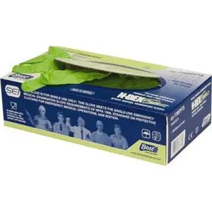 SHOWA 7705PFTS Cleaning Nitrile Disposable Gloves, Size S, 4 mil, 9.5" Long Green, Food Grade, Powder Free, Textured, Rolled Cuffs, FDA Approved, Static Dissipative, Ambidextrous