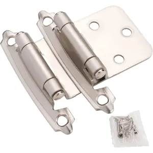 Cabinet Hinges Brushed Nickel for Kitchen Cabinets Doors (25 Pair -50 Pcs) -1/2" Overlay (Variable) -Self Closing Kitchen Cabinet Hinges Flush Mount w/Silicon Bumpers & Hardware Screws