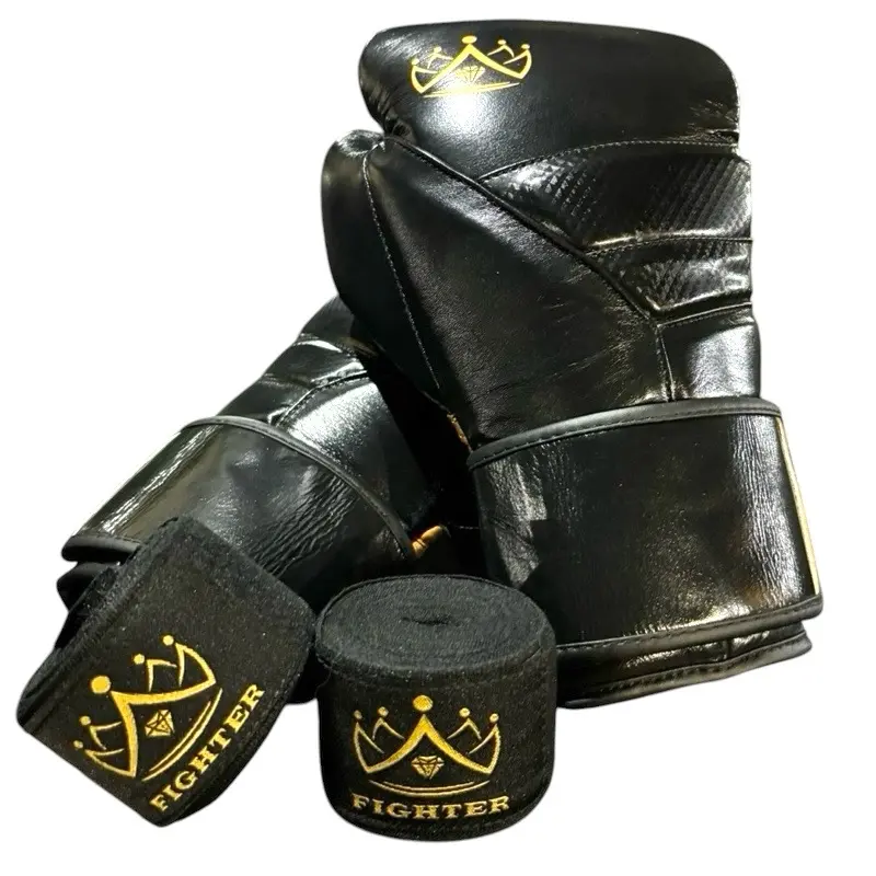 Fighter by Andy Ashton - Premium Black & Gold   Boxing Gloves - Comfortable Fit, High-Quality Leather, Classic Black & Gold Color Combination.