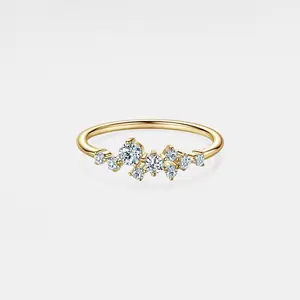 PERIMADE Moissanite Star Cluster Ring • Moissanite Stacking Engagement Ring • Sterling Silver Friendship Jewelry • Trendy Best Friend Gift