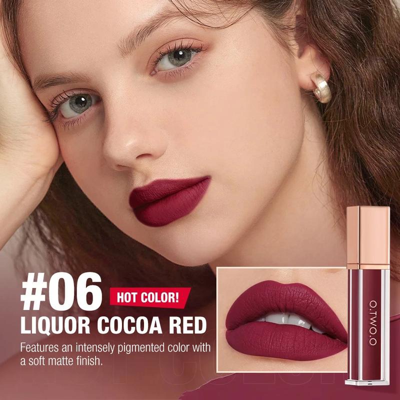 O. tw O.O liquid lipstick lip gloss 12 colors waterproof lightweight long-lasting matte lip stain lip glaze,red cherry 47 lashes,poppi cosmetics lip combo,[in stock] Makeup Smooth