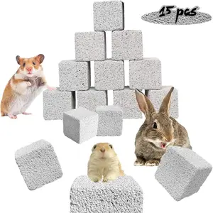 15 Pack 1.18inch Chinchilla Chew Toys Lava Block Hamster Chew Toys Teething Square Stones Teething Stones for Rabbits, Hamsters, Chinchillas, Squirrels and Other Small Animals Christmas Gifts