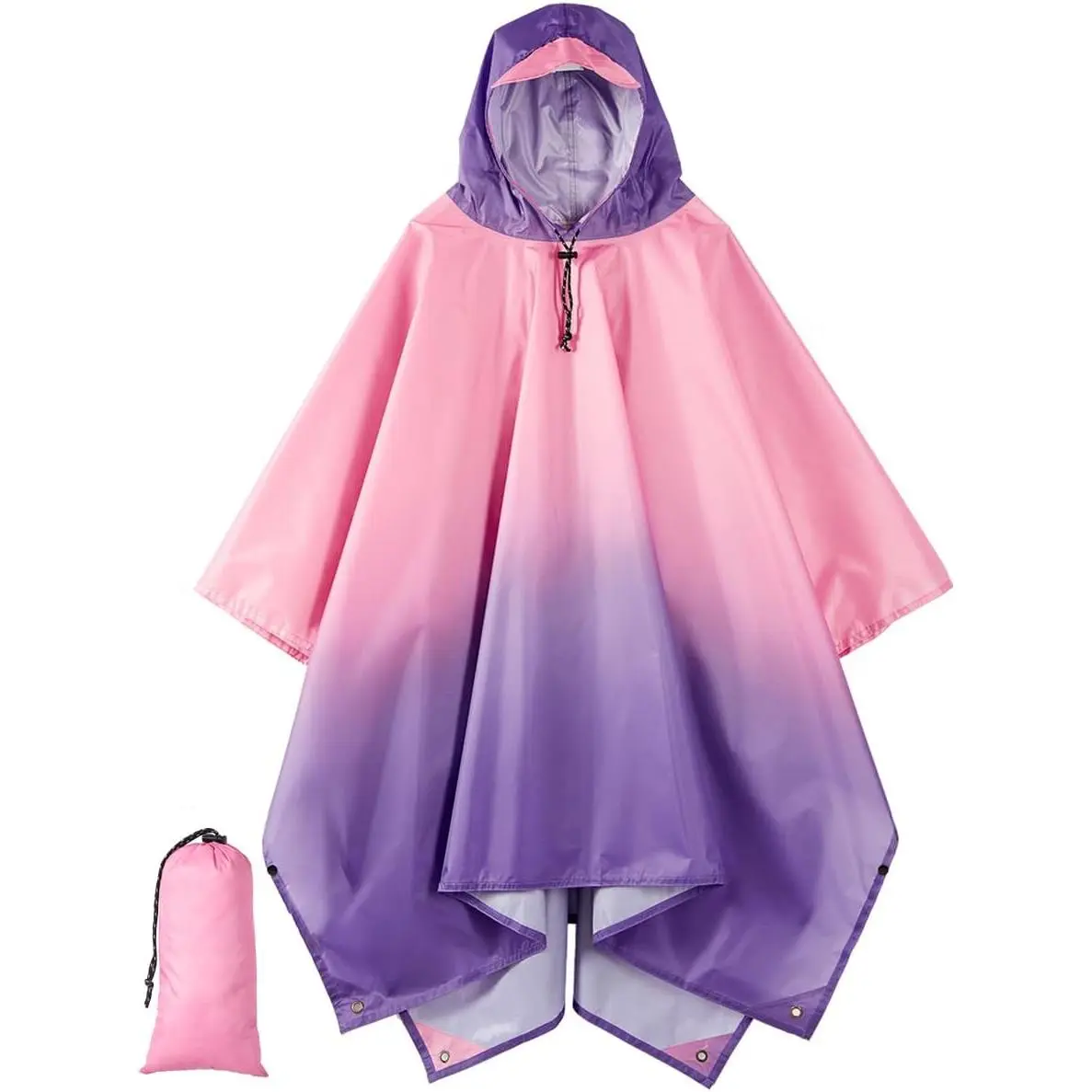 Hooded Rain Poncho for Adult, Waterproof Lightweight Raincoat for Hiking Camping