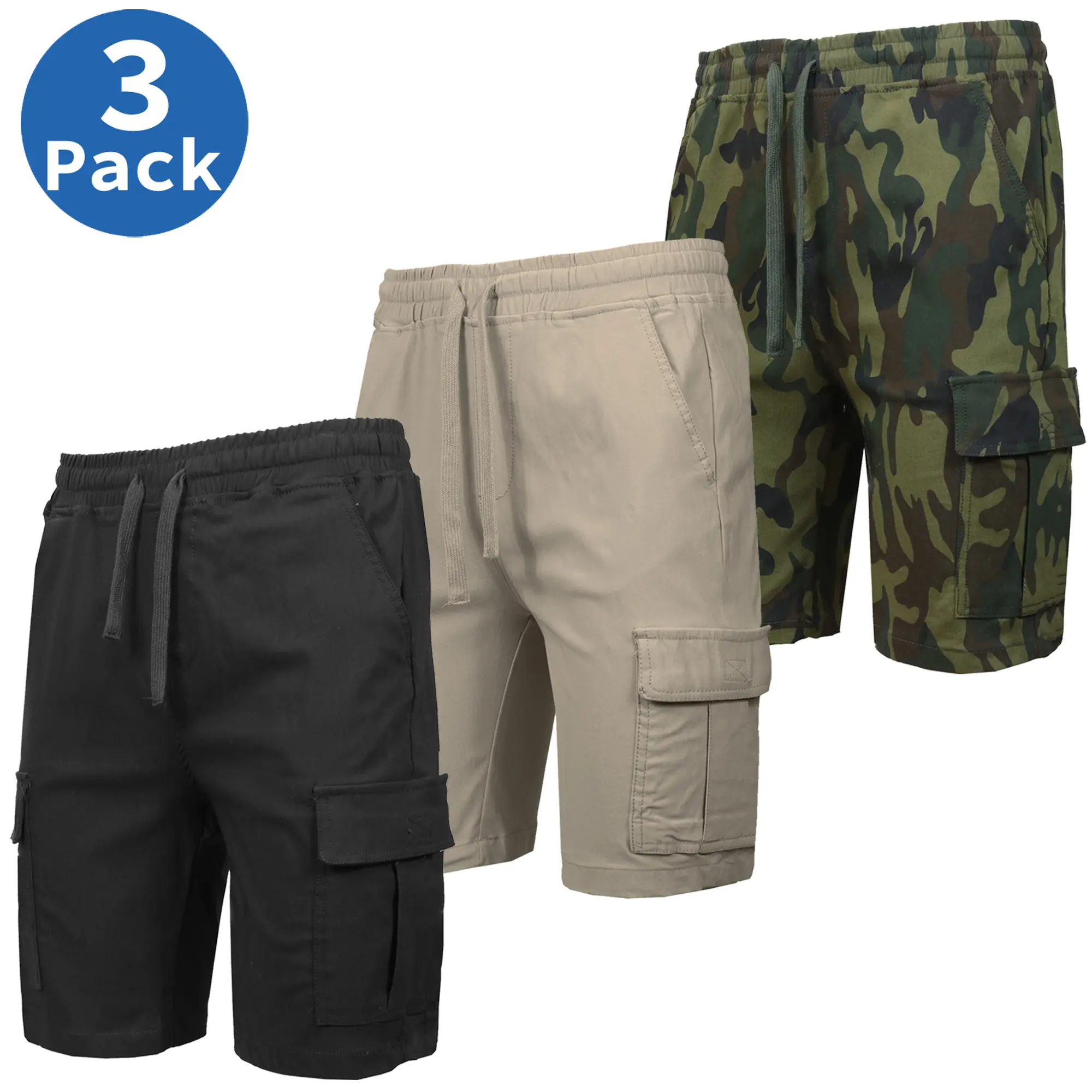 (3 Pack) Black-Woodland-Khaki